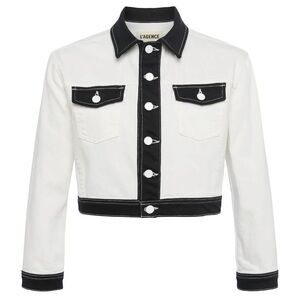 NWT L'AGENCE Koda Colorblock Crop Jacket In White/Black M